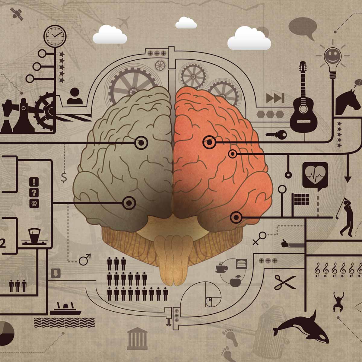 illustration of brain receiving messages