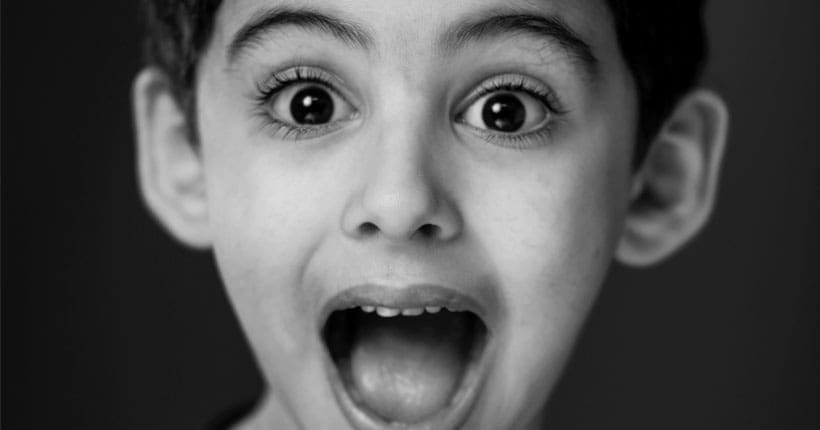 Boy happy surprised